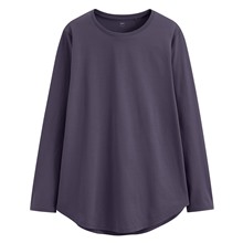 絲光棉寬鬆圓領長版T恤-女