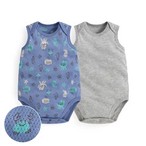 純棉網眼無袖印花包臀衣(2入)-Baby