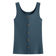 羅紋方領鈕釦背心-女