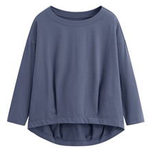 絲光棉寬版落肩九分袖上衣-女