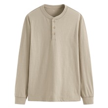 竹節棉亨利領長袖T恤-男