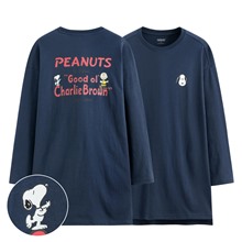 史努比系列竹節棉長版上衣-女
