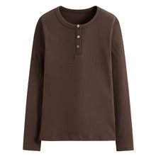 羅紋半開襟長袖T恤-女