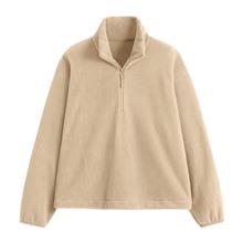 Fleece寬版半開襟拉鍊上衣-女