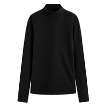 羅紋立領長袖T恤-女