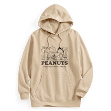 史努比系列毛圈寬長版印花連帽衫-09-女