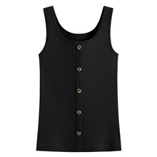 羅紋方領鈕釦背心-女