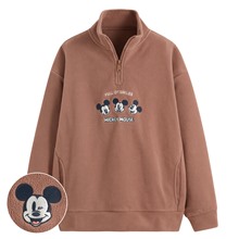 迪士尼系列Fleece寬版半開襟電繡上衣-女