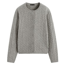 麻花圓領針織外套-女