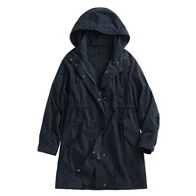 水洗寬鬆長版連帽外套-女