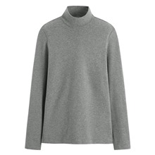 磨毛羅紋立領長袖T恤-女