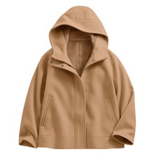 仿毛呢連帽短大衣-女