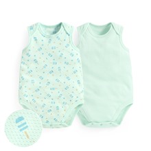 純棉網眼無袖印花包臀衣(2入)-Baby