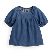 牛仔泡泡袖上衣-童