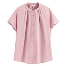 嫘縈立領連袖襯衫-女