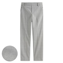 鬆緊腰頭格紋九分褲-女