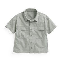 工裝寬版短袖襯衫-童