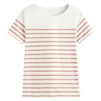 純棉船領條紋短袖T恤-女