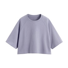 毛圈寬鬆短版五分袖T恤-女