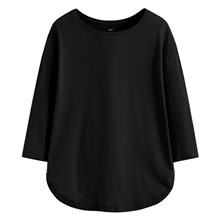 竹節棉船領七分袖上衣-女