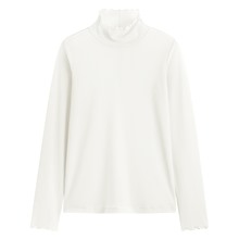 透膚木耳邊高領T恤-女