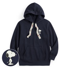 史努比系列刷毛印花織帶連帽衫-02-男