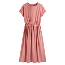 柔滑棉連袖收腰長洋裝-女