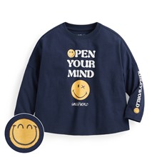 SmileyWorld®竹節棉寬鬆印花T恤-童