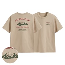 粗紡寬版文字印花T恤-03-男