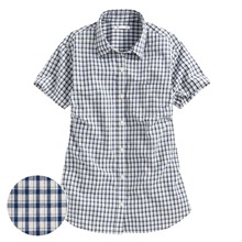 格紋短袖襯衫-女