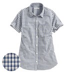 格紋短袖襯衫-女