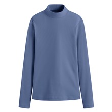 羅紋立領長袖T恤-女