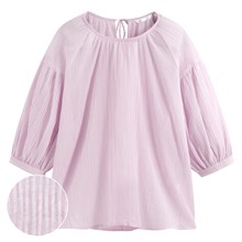 棉質紋理七分袖上衣-女