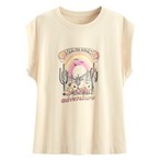 純棉寬版印花無袖上衣-女