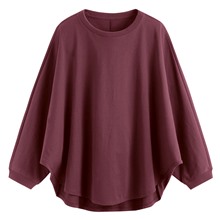 柔滑棉八分連袖寬版上衣-女