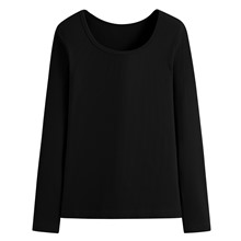 羅紋U領長袖T恤-女