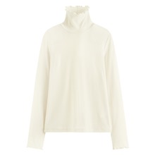 羅紋木耳邊高領長袖T恤-女