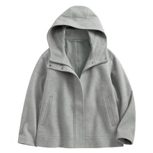 仿毛呢連帽短大衣-女