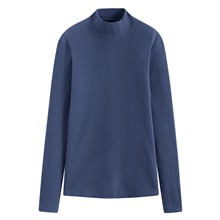 羅紋立領長袖T恤-女