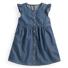 牛仔荷葉袖洋裝-童