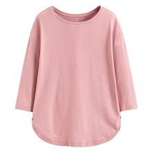 竹節棉船領七分袖上衣-女