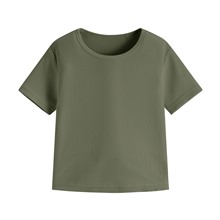 羅紋短版T恤-女