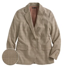 休閒格紋西裝外套-女