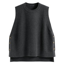 寬版圓領針織背心-女