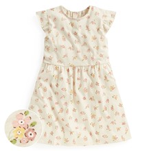 竹節棉荷葉袖花卉洋裝-童