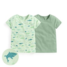 純棉網眼印花T恤(2入)-童