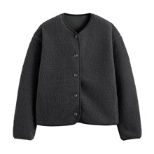 仿羊羔絨開襟外套-女