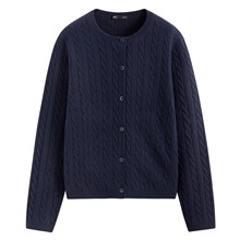 麻花圓領針織外套-女