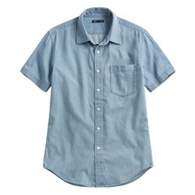 牛仔短袖襯衫-男