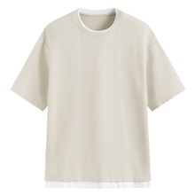 棉質立體織紋配色T恤-男